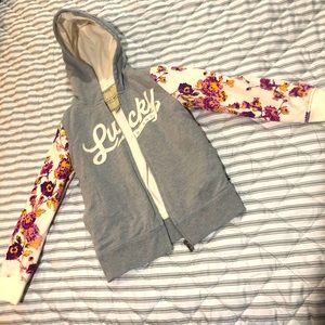 Girls Lucky Brand Gray and floral jacket